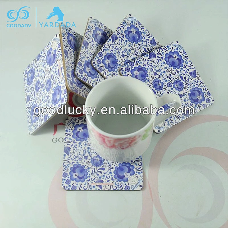Wholesale custom square pattern wooden beer coaster