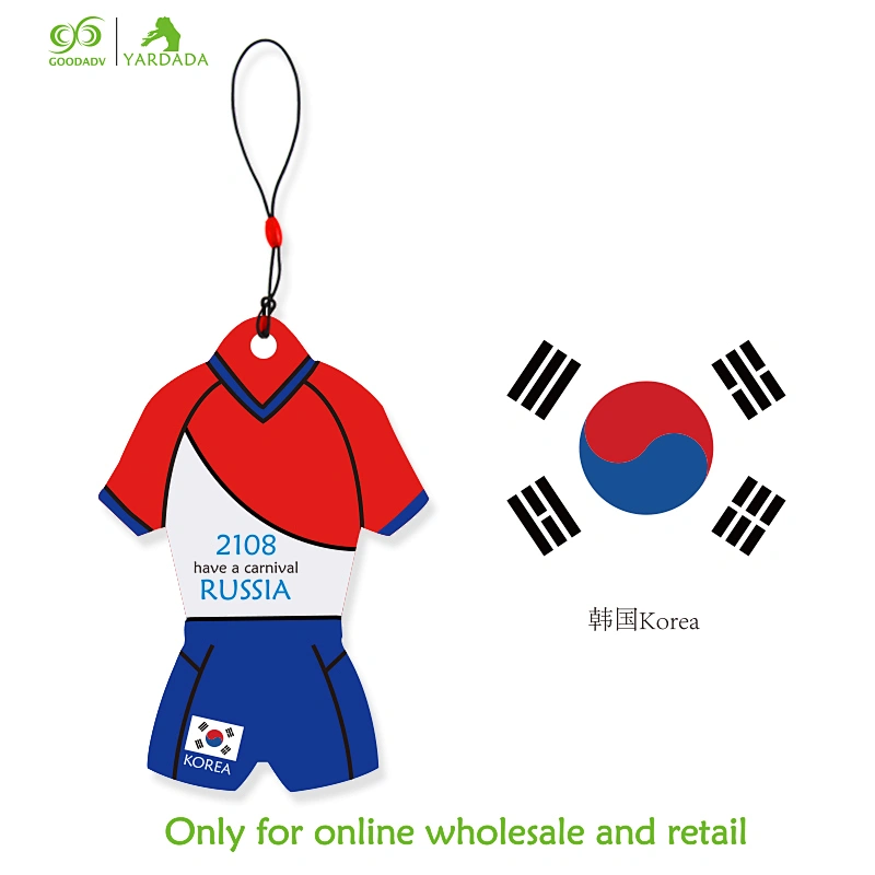 Korea novelty T-shirt shape football cup 2018 promotional item souvenir hanging absorbent paper car air freshener in stock