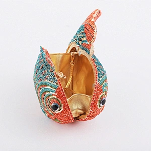 Wholesale Design Fish Shape Crystal Bag Clutch Purses