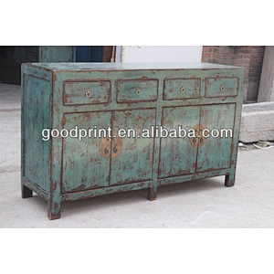 Wooden cabinet antique furniture 4 drawer 4 door cabinet