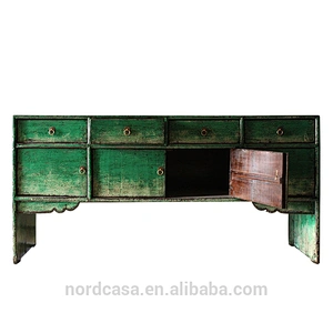 Chinese antique appearance reclaimed wood chinese lacquer low cabinet