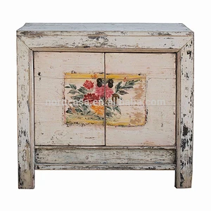 Unique antique chinese furniture white wash finished with painting sideboard