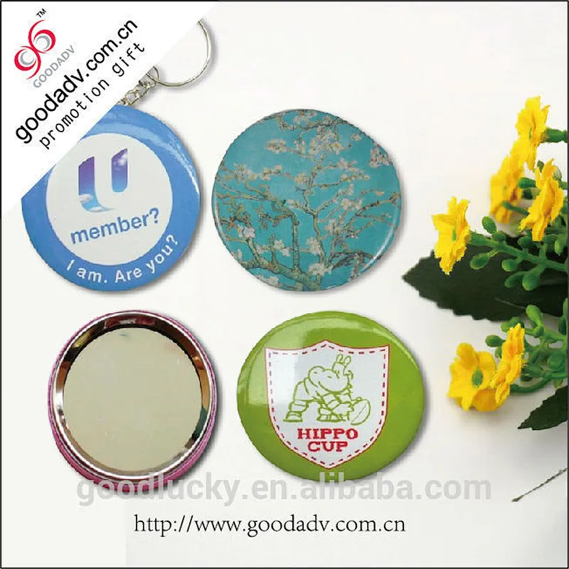 2017 full color printed metal tin small mini purse mirror