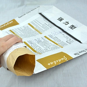20kg block bottom stand up white kraft paper cement bag for dry mortar,tile adhesive,gypsum powder