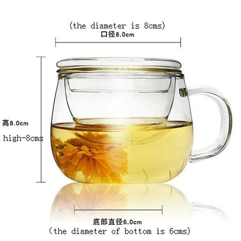 Graceful cup body double-layer insulated glass teapot for flower tea