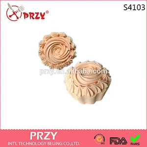S4103 PRZY Cup Cake with Rose Icing - 3D Silicone Soap/plaster/clay/candle Mold