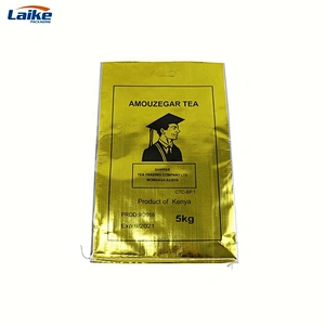Eco friendly gold foil laminated tea packaging seed rice wheat flour  pp woven sack bag