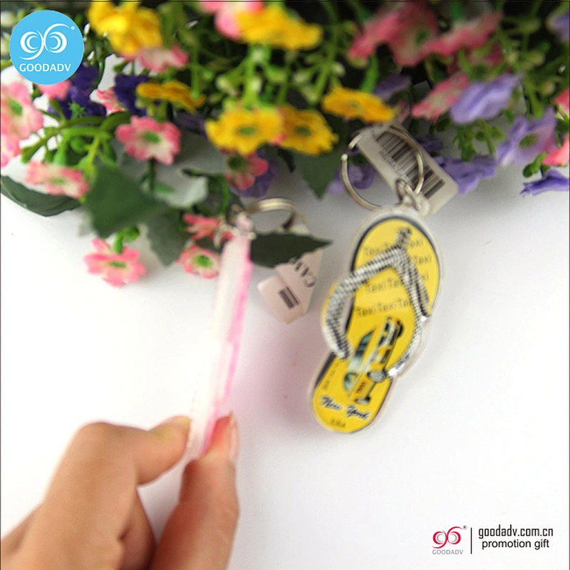 Guangzhou custom acrylic key charm clear plastic key holder printed acrylic keychain