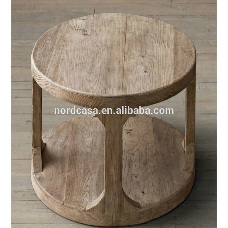 Antique reclaimed wood folding rustic round dining table