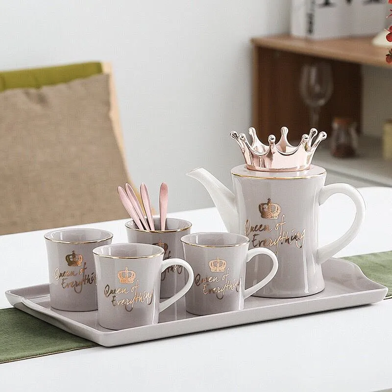 Porcelain Cold Water Kettle Cup Set 2019 Promotional Ceramic Tea Set European Style Tea Cup Home Use