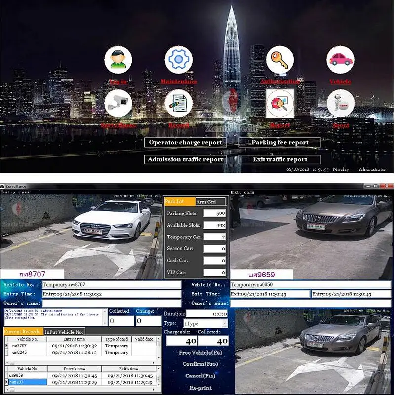 Thai Language LPR Camera License Plate Recognition System with Smart Car Parking System for Thailand