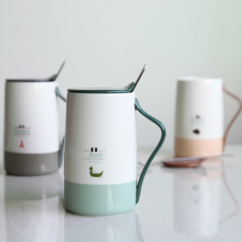 High sublimation ceramic mug with spoon