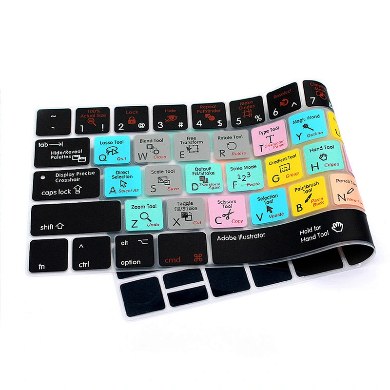 Waterproof custom silicone keyboard cover Ado be Illustrator AI Shortcuts Silicone Keyboard Protector For mac pro with touch bar
