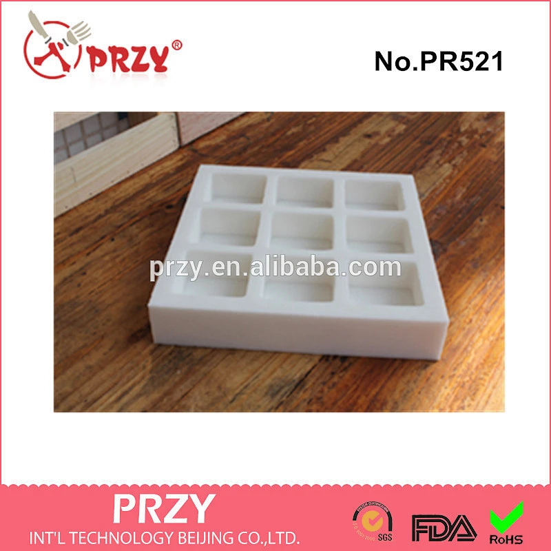 PR521 Handmade soap square 9 hole silicone mold moulds silicone moulds can be customerized
