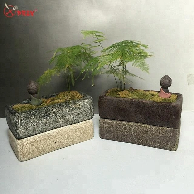 Retro Concrete vase mold 3D rectangle home desktop cement planters silicone molds