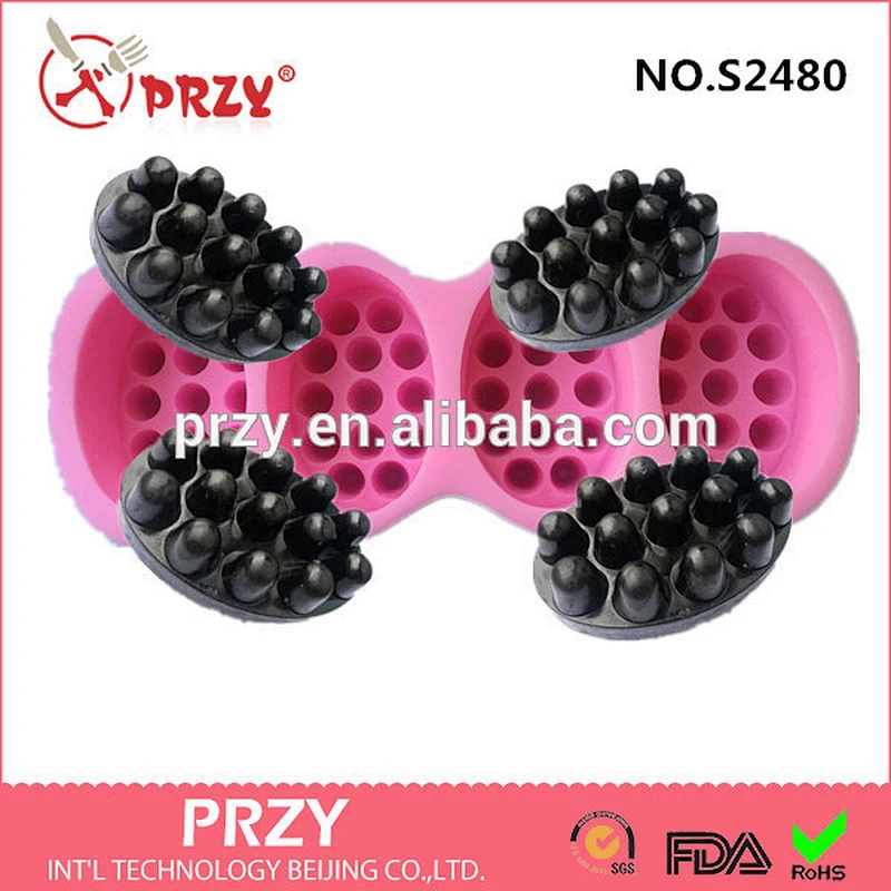 S2480 Massage mold for soap 4 hole silicone soap mold high quality silicone mold