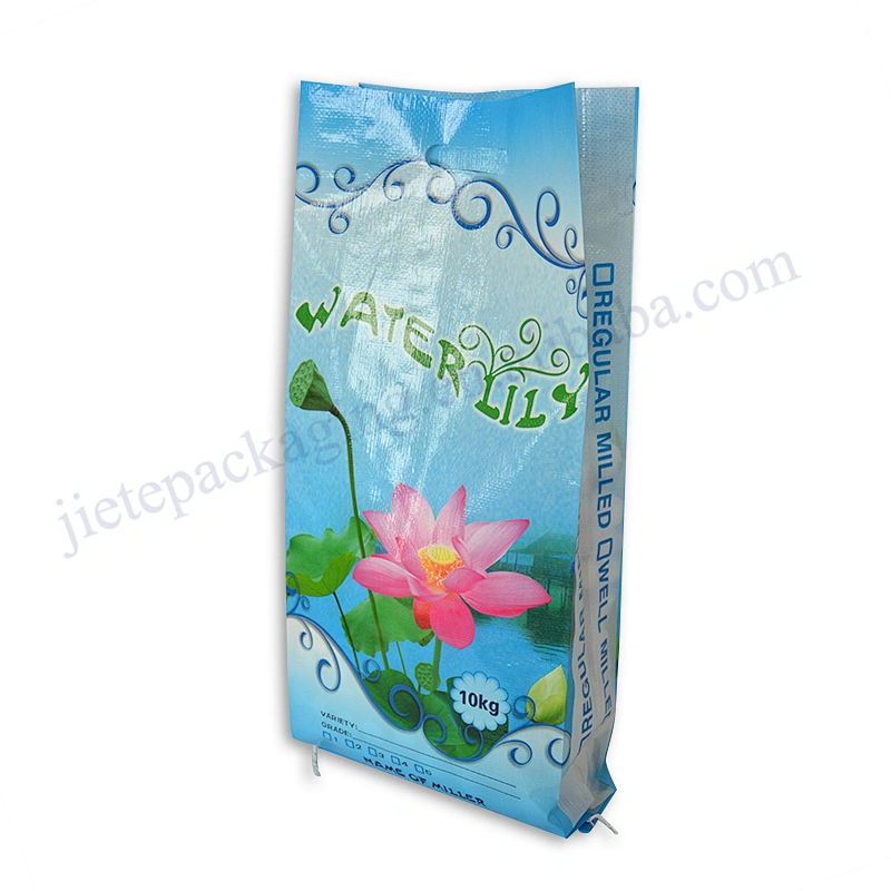 Transparent D handle 10kg plastic laminated pp woven printed bag of rice for grain,seed,flour