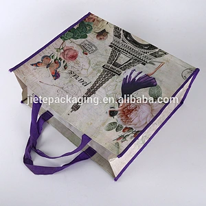 Customized recycle pp woven shopping tote bag