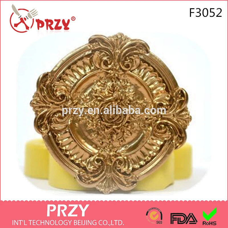 F3052 PRZY Ornate Victorian Medallion Silicone Rubber Flexible Mold Silicone Fondant Mold