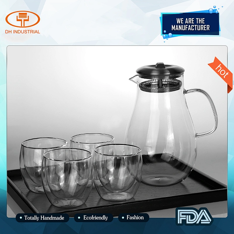 Eco- friendly borosilicate glass teapots with 304 stainless steel lid