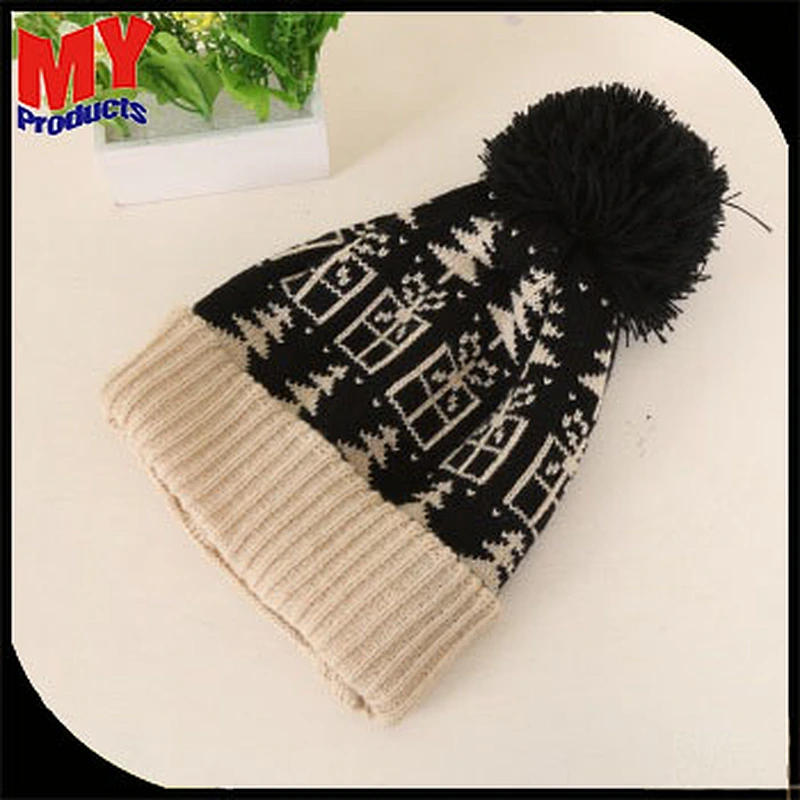 girl winter custom pom pom beanie hats wholesale knitted hats