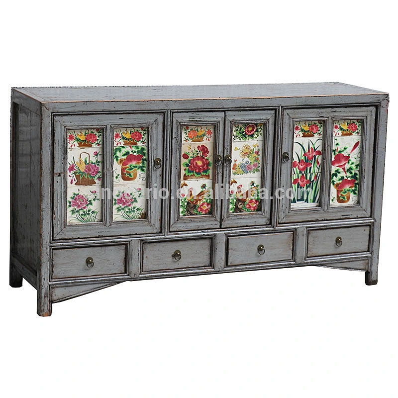 wholesale furniture china Chinese antique cabinet living room with ceramic tile