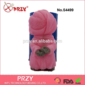 S4499 Teddy Bear in a bathrobe mold for soap/candle,silicone teddy mold,high quality soap mold