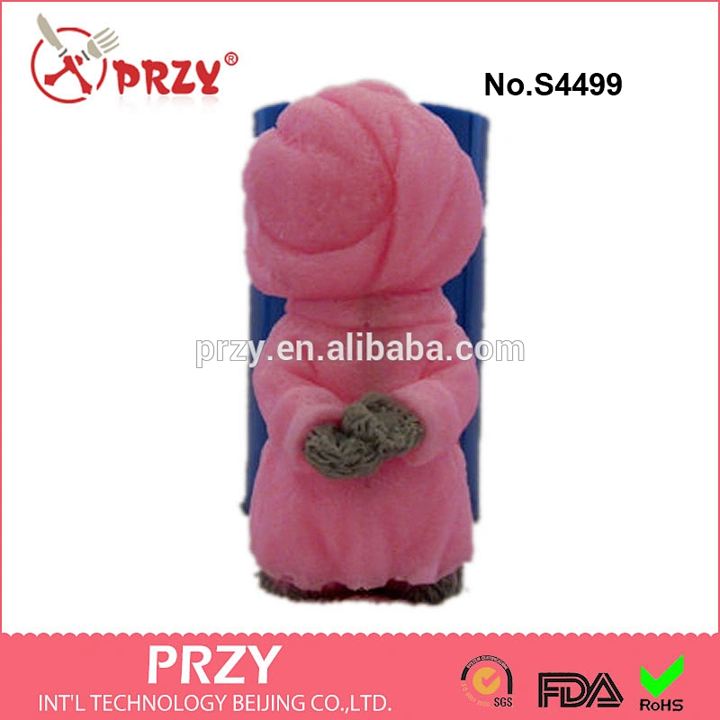 S4499 Teddy Bear in a bathrobe mold for soap/candle,silicone teddy mold,high quality soap mold