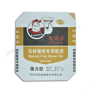 20kg block bottom stand up white kraft paper cement bag for dry mortar,tile adhesive,gypsum powder