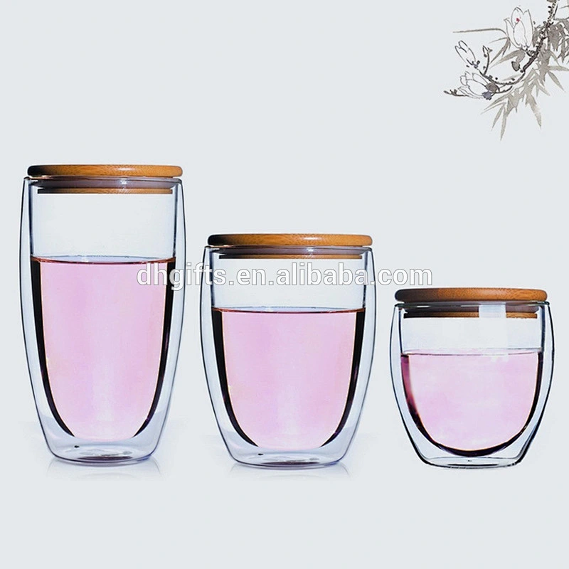 custom gift cup double wall glass coffee cup without handle