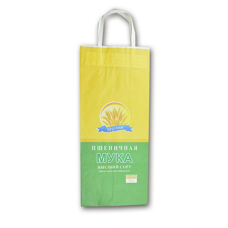 Customized stand up kraft paper bag for pet feed ,maize,flour packing