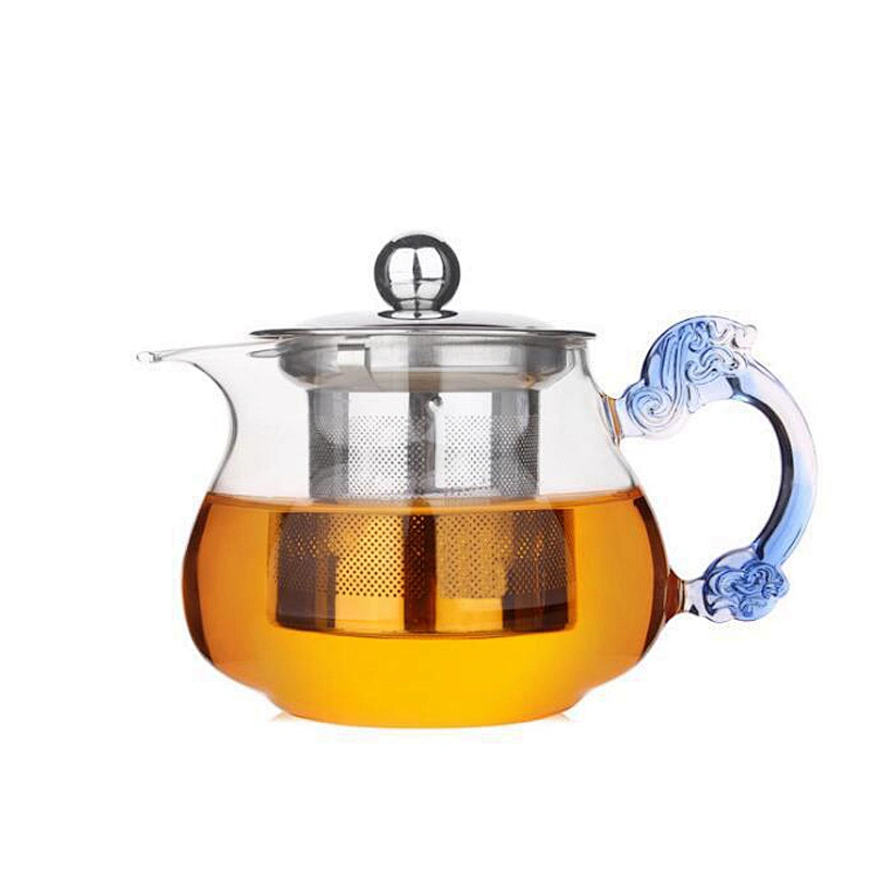 Special design dragon handle teapot 400ml glass teapot with stainless lid and infuser for chrysanthemum tea