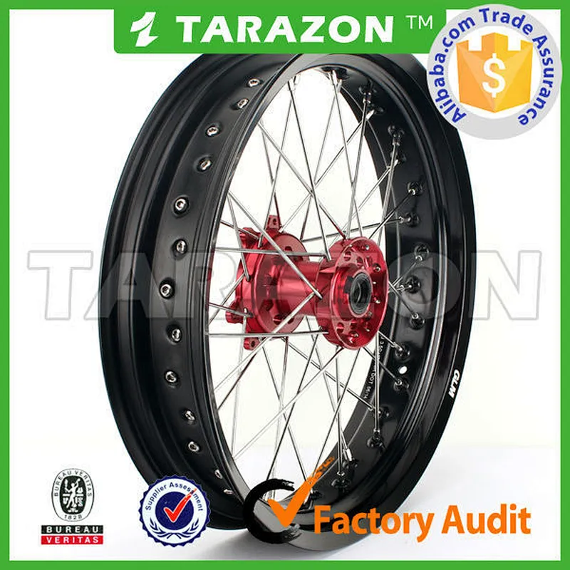 Motorcycle 17 inch CNC aluminum supermoto spoke wheels suit for Honda