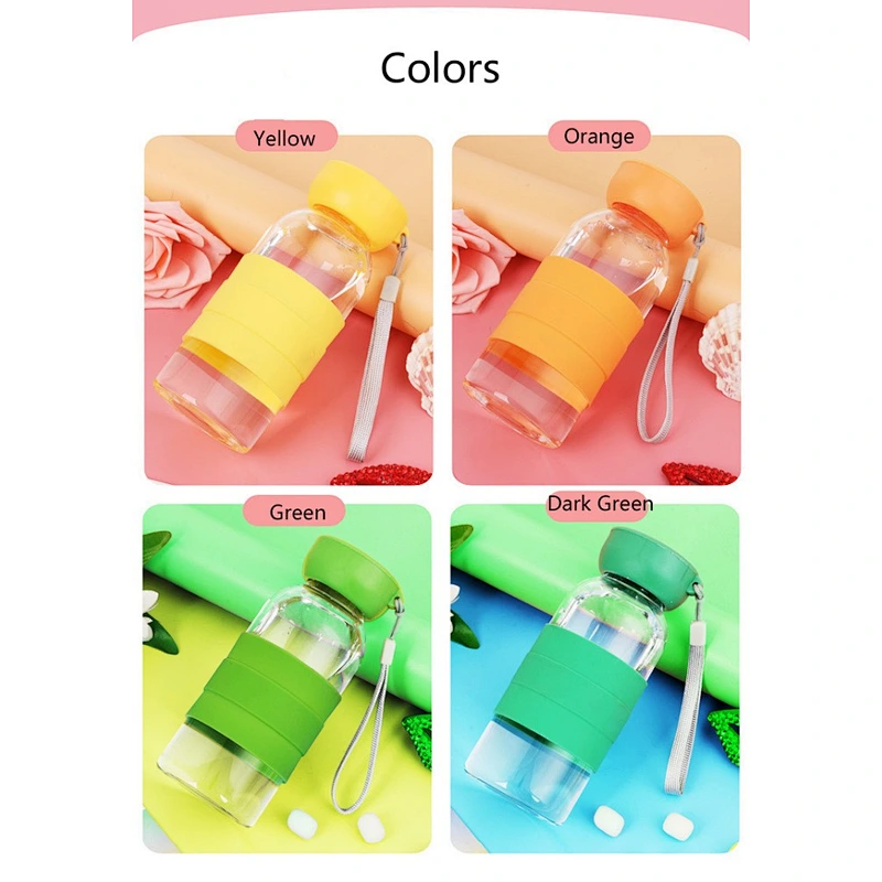 Hot Selling Promotional Gifts Cheap Glass Mug with Silicone Colorful Lady Water Bottle