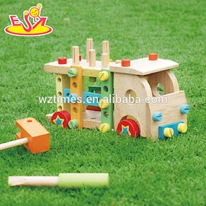 Wholesale high quality wooden assemble car toy for training baby's hand skill W04A255