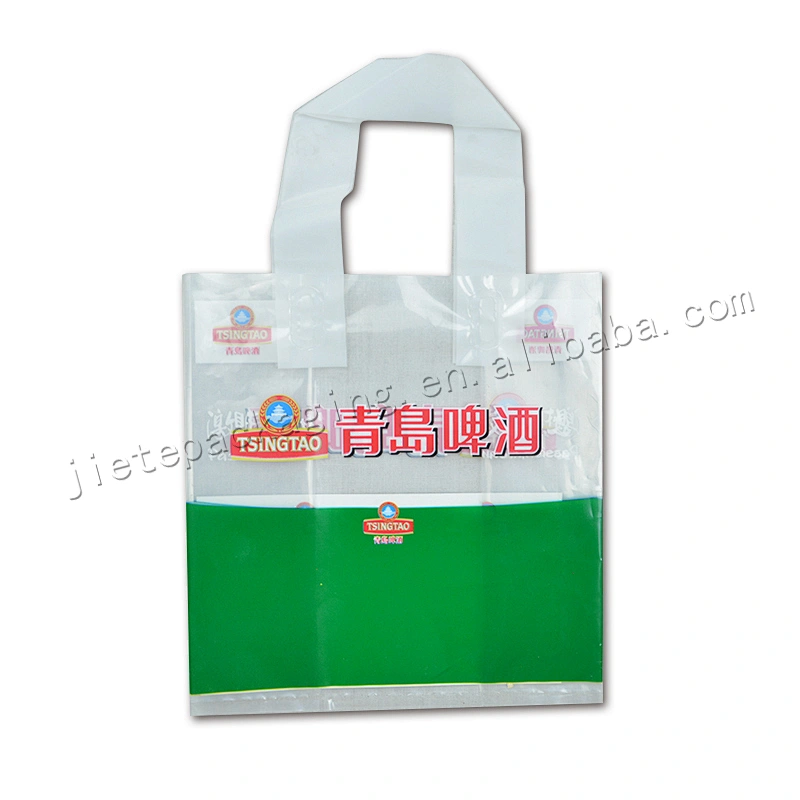 Customized stand up transparent plastic pe beer carry bag