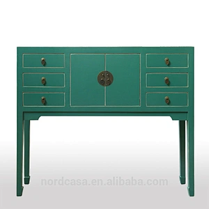six drawer two door antique style chinese console table