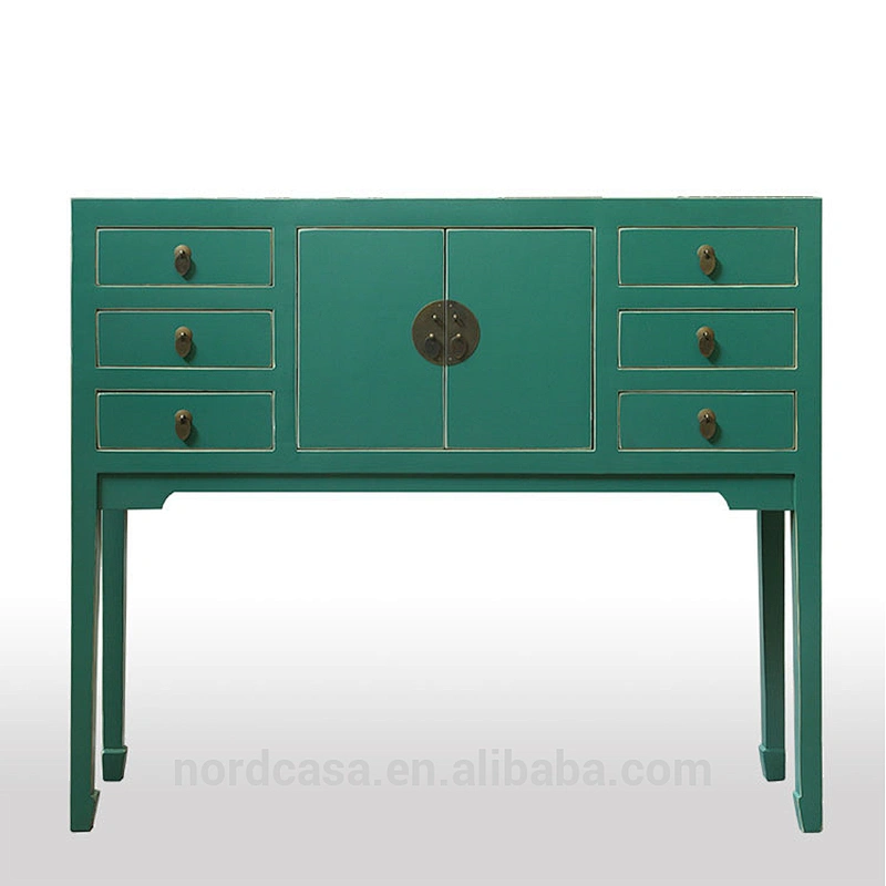 six drawer two door antique style chinese console table