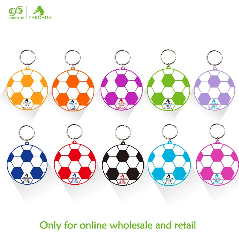 2018 round football pattern, new soft PVC key ring high quality football fans products in stock.