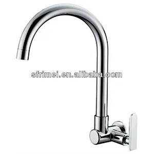 Antique Bathroom Vanity Wall mounted Brass Zinc Alloy Handle Ceramic Spool Long Neck Curved Basin Faucet KL-1205