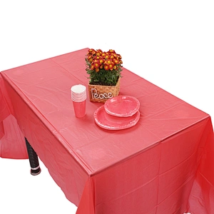 Red Plain Factory Price Square Single plain rectangular Tablecloth PE Tablecloth