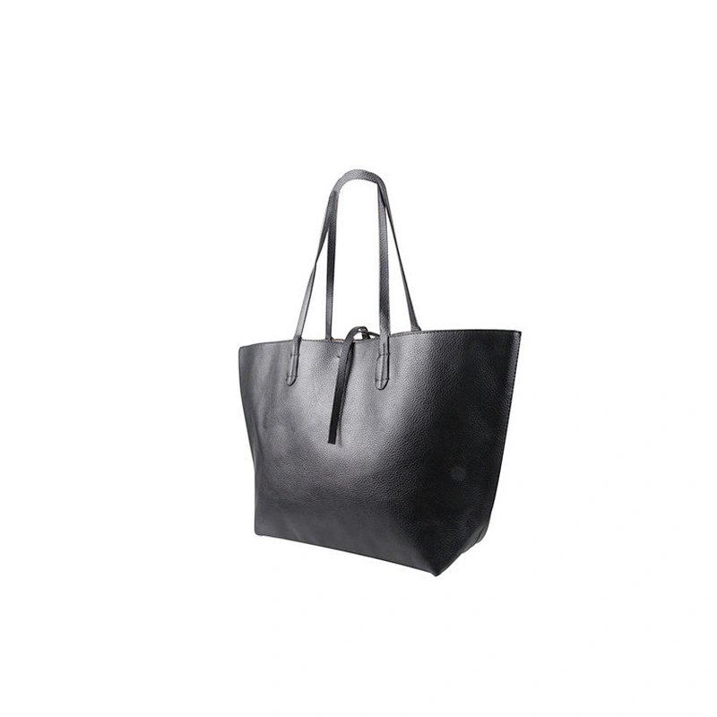 PU Leather Bag Customized Design Made Handbag Black Plain Tote Bag