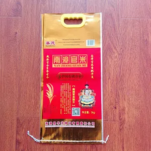 Foil laminated pouch pp woven rice bag with plastic carry handle