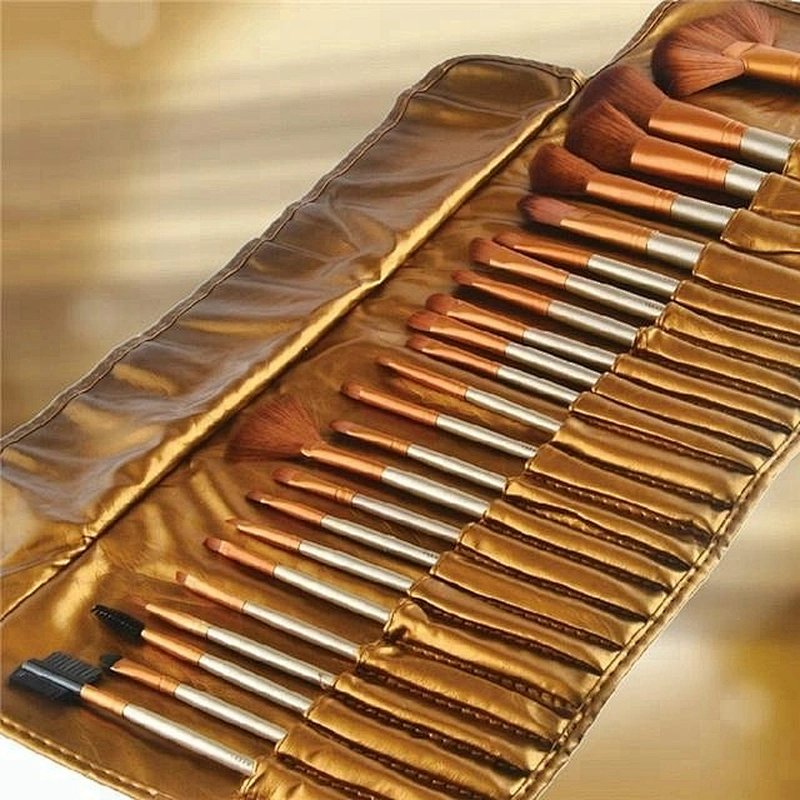Gold 24pcs Makeup Brush Set With Makeup Bag