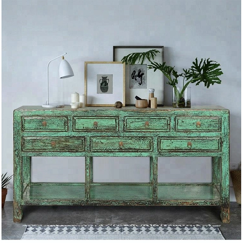 chinese antique distressed lacquered wooden furniture, console table in living room