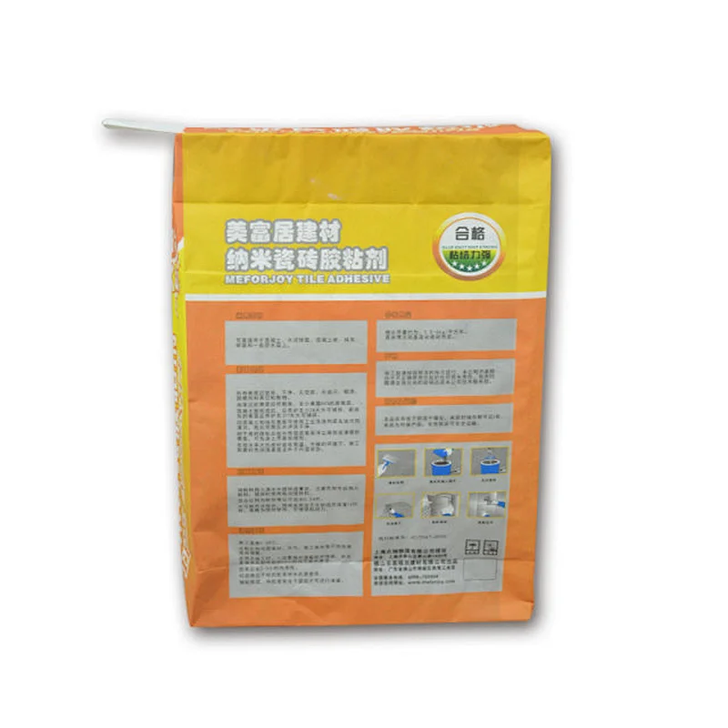 Custom 20kg kraft paper valve bag packaging for ceramic tile glue, putty powder