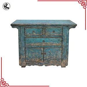 chinese antique distressed storage old lacquered living room furniture