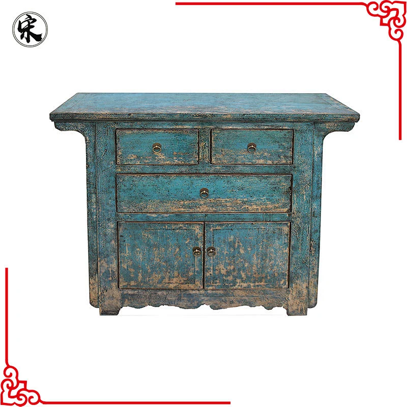 chinese antique distressed storage old lacquered living room furniture