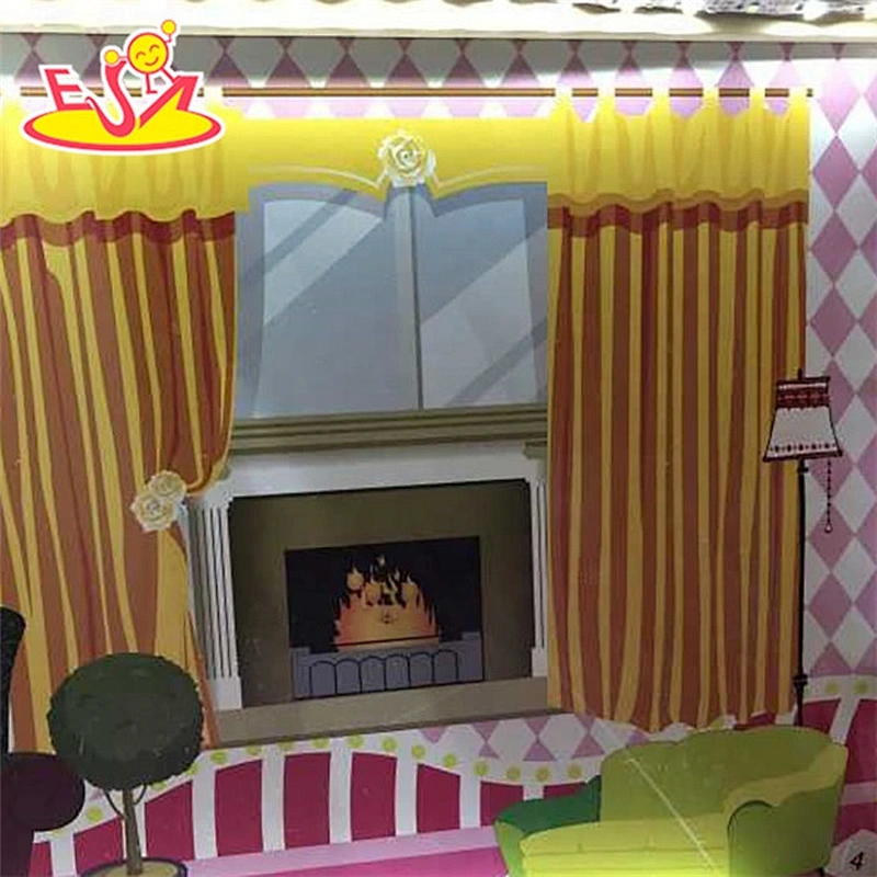 2019 New fashion girls big wooden dollhouse with lights W06A163D