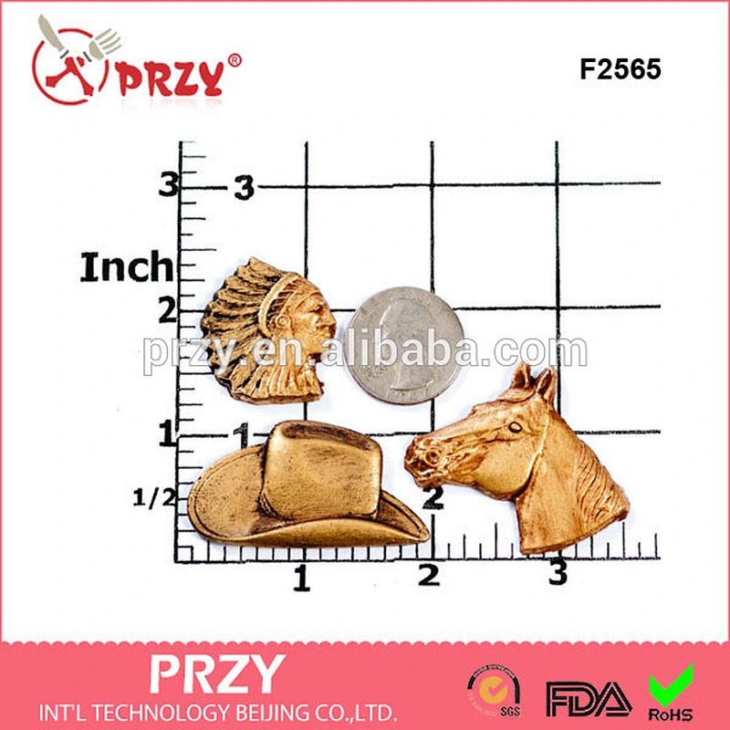 F2565 Silicone horse, Indian and cowboy hat mold set silicone fondant mold